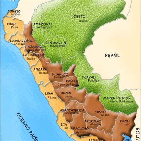 Mapa Del Peru Con Nombres Regiones Y Departamentos Para Descargar E ...