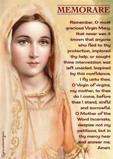 Memorare prayer to Virgin Mary | Prayers to mary, Memorare prayer ...