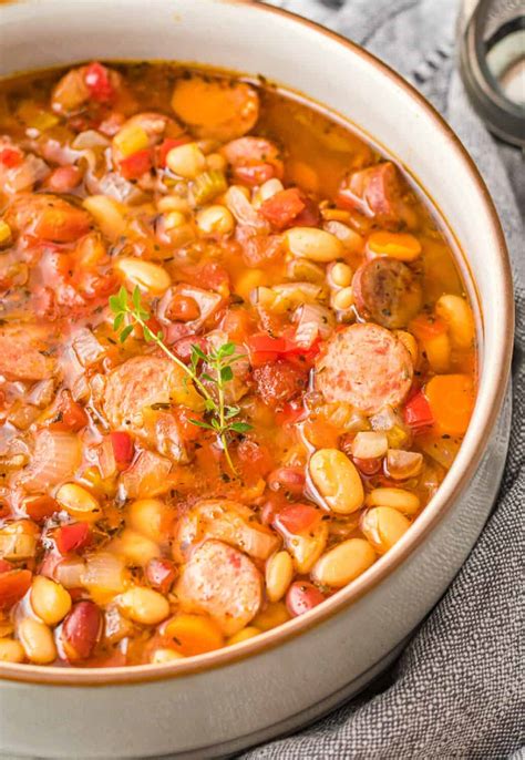 Slow Cooker Sausage Bean Soup | Butter Your Biscuit