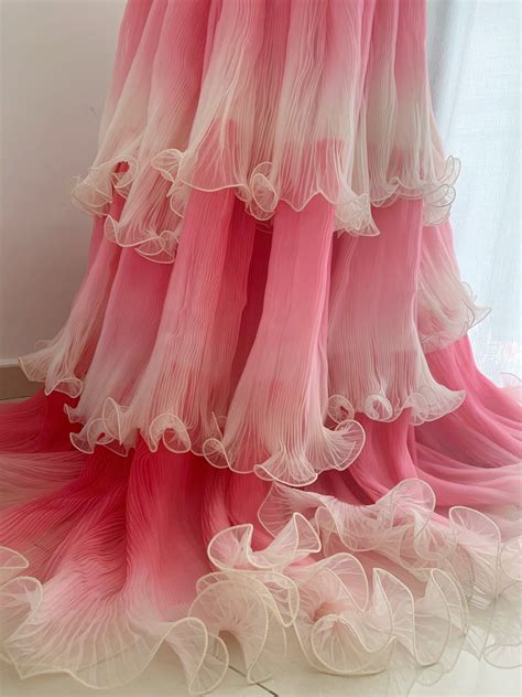 Ombre Pink Ruffled Fabric Ruffle Fabric for Cake Dress - Etsy | Ruffle fabric, Dress cake, Dress ...
