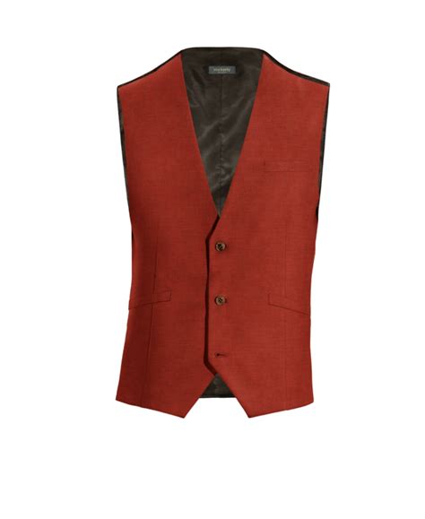 Intense Red Linen Suit Vest