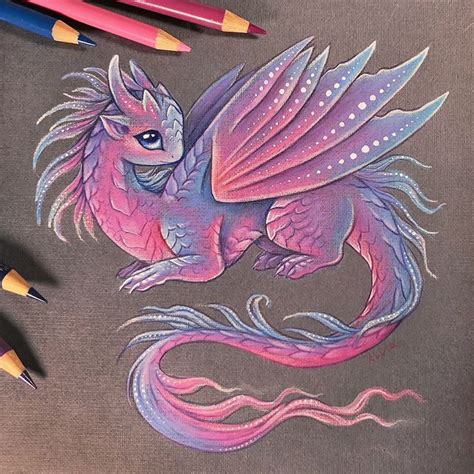 Cutie is ready 💜 One of the prettiest custom requests I’ve ever drew :3 | Cute dragon drawing ...