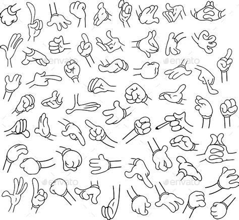 Cartoon Hands Pack Lineart 1 | Cartoon character design, Cartoon body ...