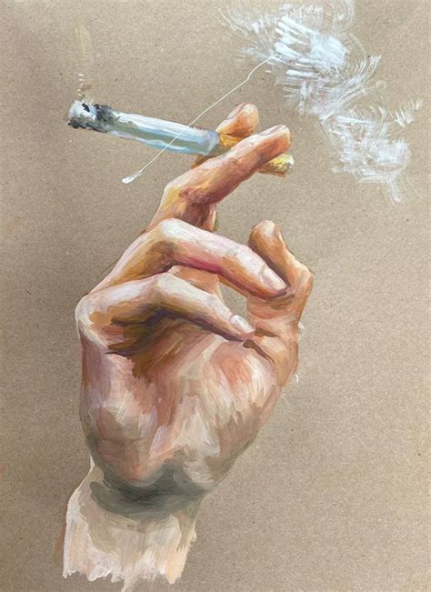 cigarette in hand Painting by Alua Abdulina | Saatchi Art