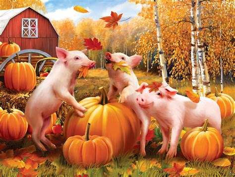 Pigs & Pumpkins, 300 Pieces, SunsOut | Puzzle Warehouse