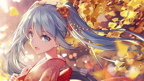 Hatsune Miku with Leaves | Wallpapers HDV