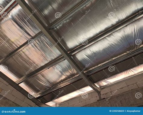 Foil Thermal Insulation On The External Air Duct Air Conditioner. Pipes ...