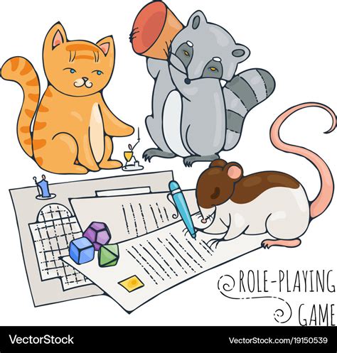 Animals playing board role-playing game Royalty Free Vector