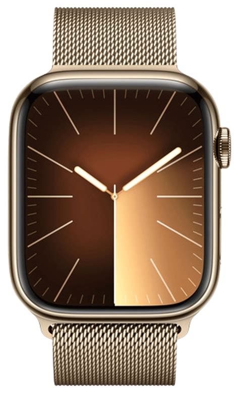 Apple watch Series 9 GPS + Cellular 45mm kultainen teräskotelo kultainen Milanese ranneke ...