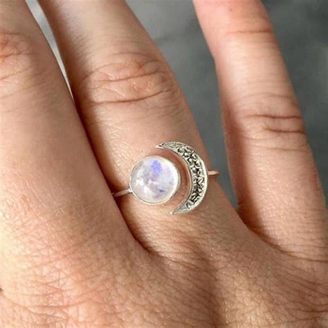 Indigo Moon Moonstone Opal Adjustable Ring in Silver | Crystal rings, Opal stone ring, Boho opal ...