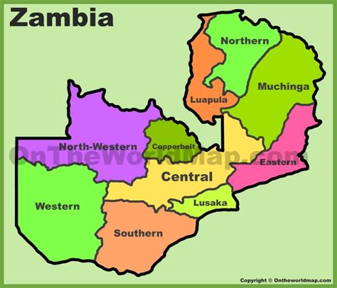 Zambia provinces map