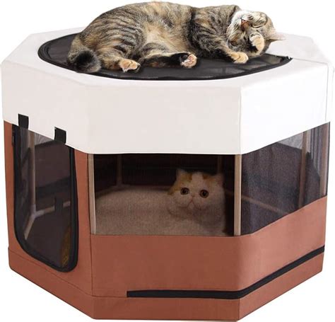 Meow&Woof Cat Playpen for Small Animals Wood Frame Cats Cage Indoor Kitten Crate Dog Play Pens ...