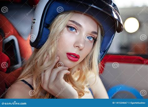 Woman Car Racer In Leather Suit And Helmet Stock Photography | CartoonDealer.com #90061136