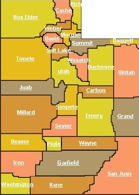 Map of Counties in Utah