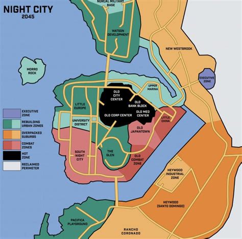 Official Map of Night City in 2045 released by RTG : r/cyberpunkred