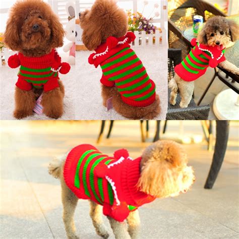 Christmas Dog Cat Pet Sweater Knitwear Outerwear with Collar and Balls