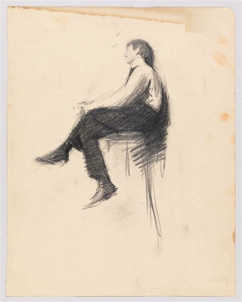 Edward Hopper, (Study of a Seated Man in Profile), 1899–1906. Graphite pencil on paper, sheet ...