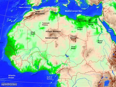 North Africa Physical Map - A Learning Family