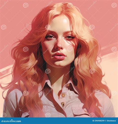 Realistic Color Palette: Painting of a Pretty Blonde Woman with Long ...