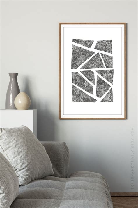 Grey rectangle printable wall art Modern abstract | Etsy