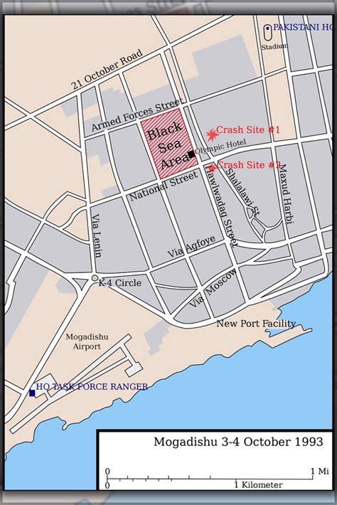 24"x36" Gallery Poster, Battle of mogadishu map of city black hawk down ...