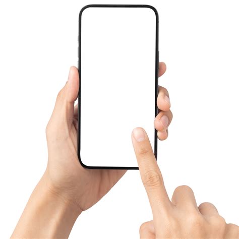 Hand holding and using phone mockup cutout, Png file 9352050 PNG