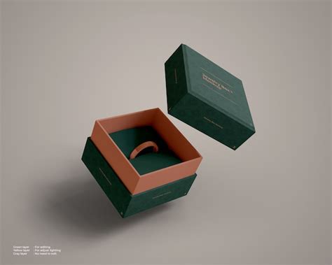 Premium PSD | Flying jewelry box mockup