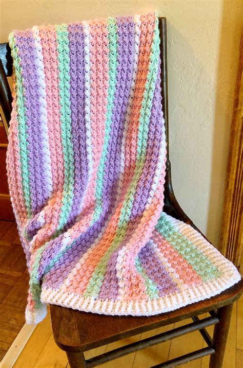 Crochet Textured Baby Blanket in Pastel - Pattern Princess