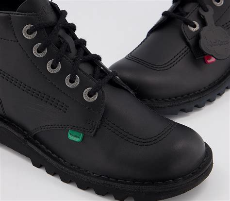 Kickers Kick Hi (g) Black Black Leather - Flat Shoes for Women