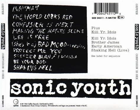 Carátula Trasera de Sonic Youth - Confusion Is Sex - Portada