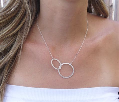 Best Friend Necklace Silver Double Circle Necklace - Etsy