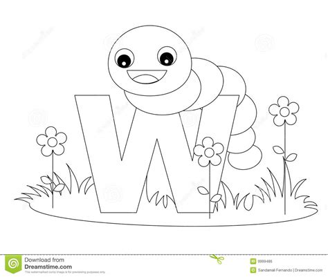 Page Animale W De Coloration D'alphabet Illustration de Vecteur - Illustration du fleur ...