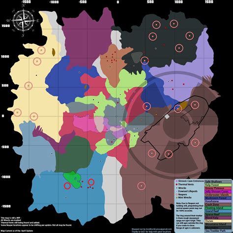 REAPER LEVIATHAN SPAWN MAP (May not be fully accurate) As well as Biomes : r/subnautica