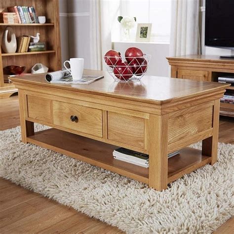 Oak Coffee Tables With Drawers : Eton solid oak living room lounge furniture storage coffee ...