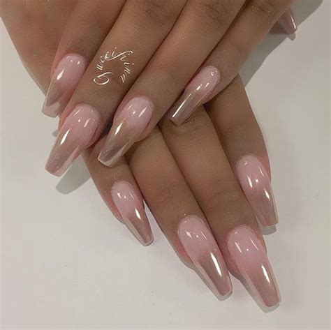 Rose Gold Pink Acrylic Nails / Add a touch of glitter, and you have ...