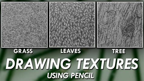 How To DRAW Realistic TEXTURES using PENCILS! - Grass, Leaves & Tree ...