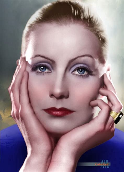 Greta Garbo (1905 - 1990), colorized from a photo taken ca 1932-34 ...