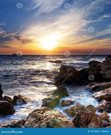 Seascape sunset stock image. Image of shore, night, purple - 16772557