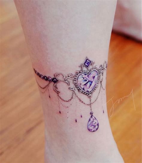 Purple Tattoos, Pink Tattoo, Girly Tattoos, Cute Tattoos, Lace Thigh Tattoos, Anklet Tattoos ...