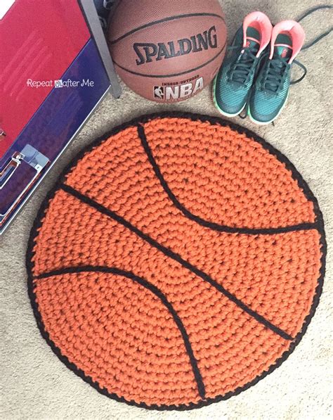 Crochet Basketball Rug - Repeat Crafter Me | Crochet carpet, Repeat crafter me, Crochet baby gifts