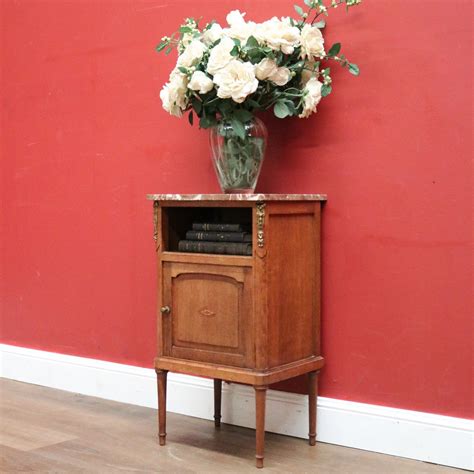 Antique Marble and Oak Bedside Cabinets, Side, Lamp or Hall Table. B11 ...
