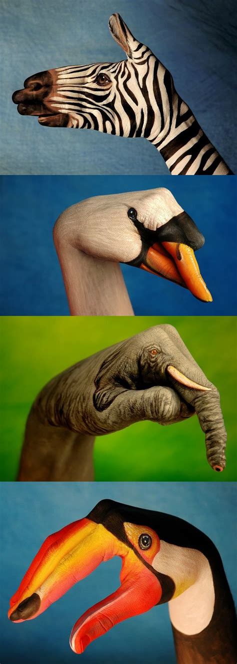 Painted hand animals, there should be a puppet show done with these ...