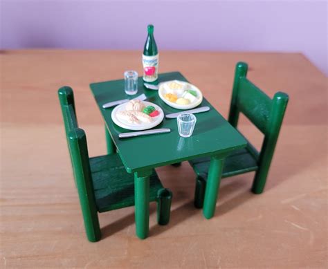 Sylvanian Families Dining Table and Chairs Plus Setting, Green Kitchen Calico Critters Plus ...