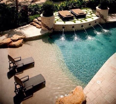 Playa artificial | Beach entry pool, Beautiful backyards, Backyard design