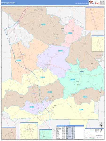 Duplin County, NC Wall Map Color Cast Style by MarketMAPS