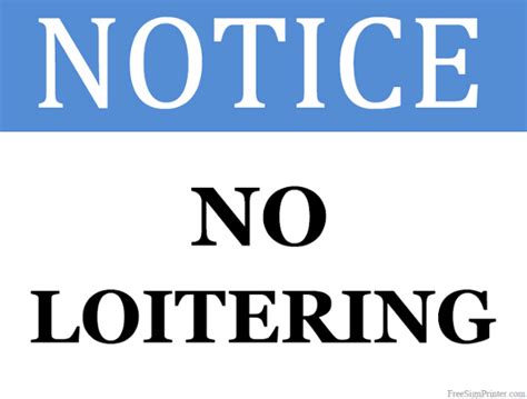 Printable No Loitering Sign