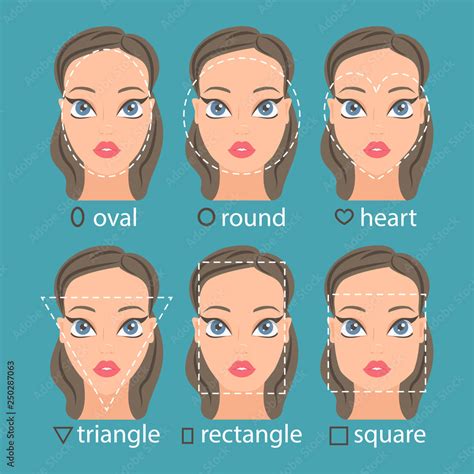 A set of basic geometric face shapes. Different types of face people ...