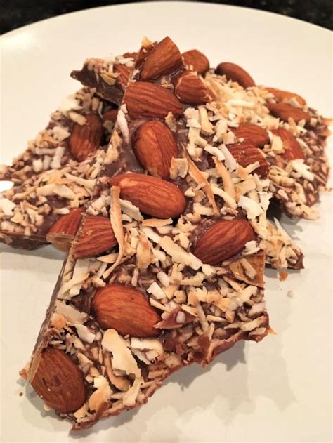 Sugar-free Almond Joy Dark Chocolate Bark (Keto)