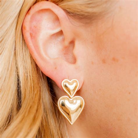 linny  esme gold tone heart drop earrings giddy  glamour boutique