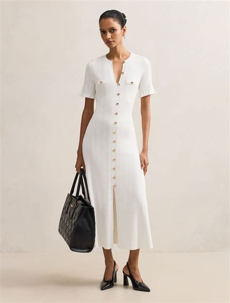 Violetta Petite Stitch Midi Dress Cream | Forever New